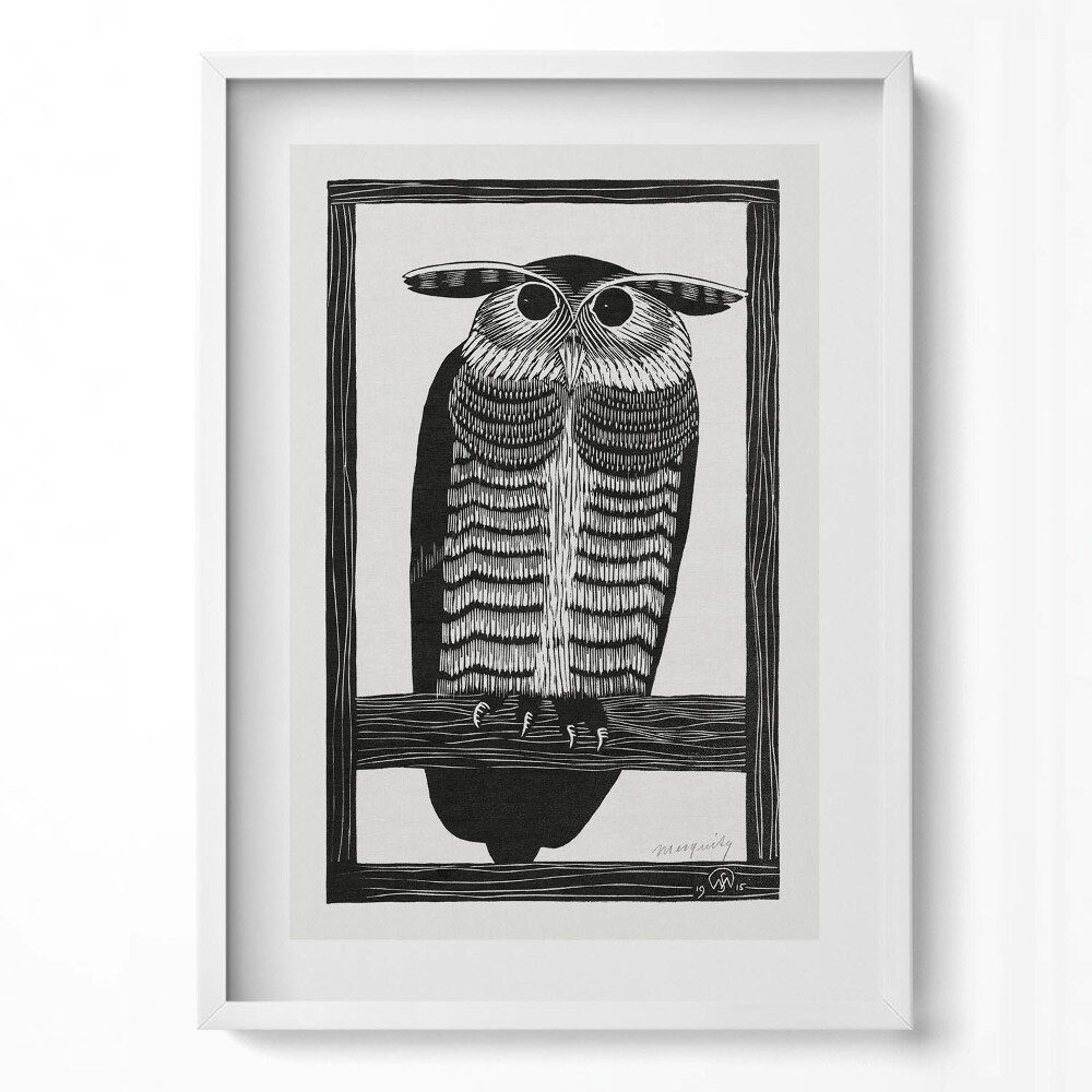 Obraz pionowy Rysunek sowy na gałęzi