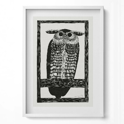 Obraz pionowy Rysunek sowy na gałęzi