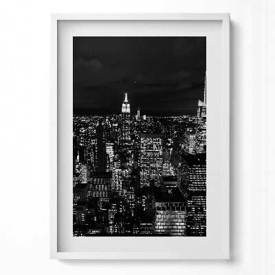 Obraz pionowy Czarno-biały pejzaż miasta nocą