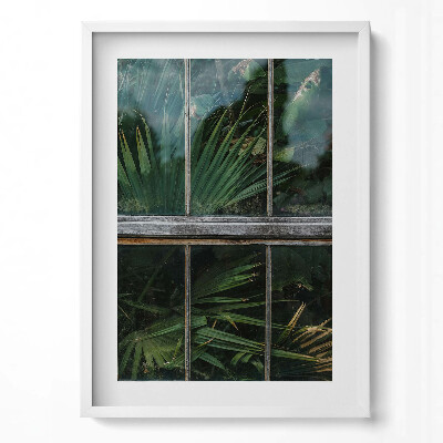 Obraz pionowy Okno szklarni i rośliny