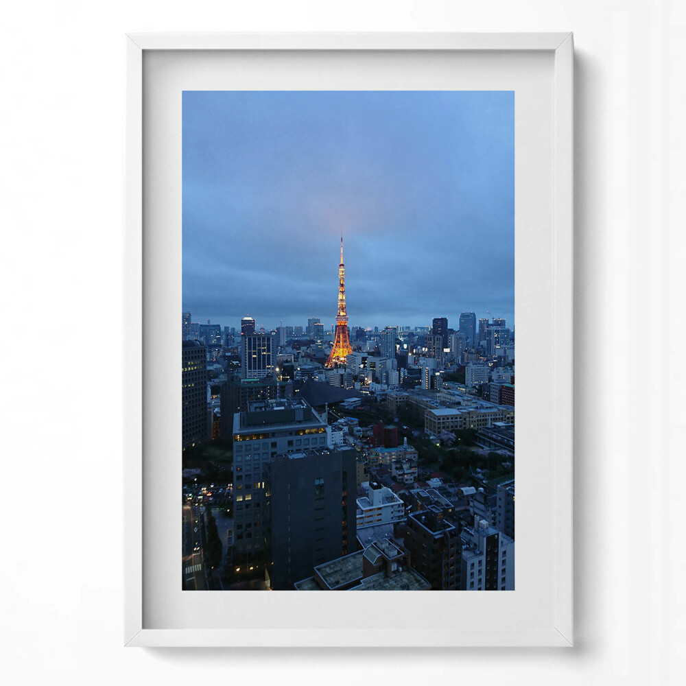 Obraz pionowy Tokio wieczorem panorama miasta