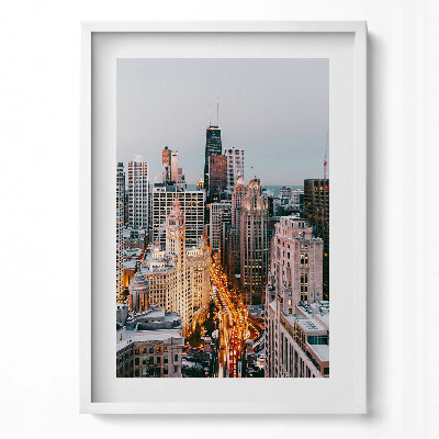 Obraz pionowy Panorama wielkiego miasta wieczorem