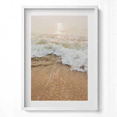 Obraz pionowy Fale wody na plaży w sepii