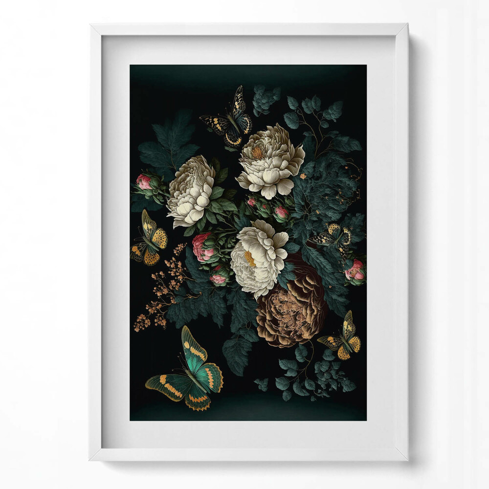 Obraz pionowy Botaniczny wzór kwiatów