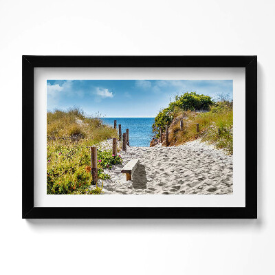 Obraz w ramie Piaszczysta droga na plaże i morze