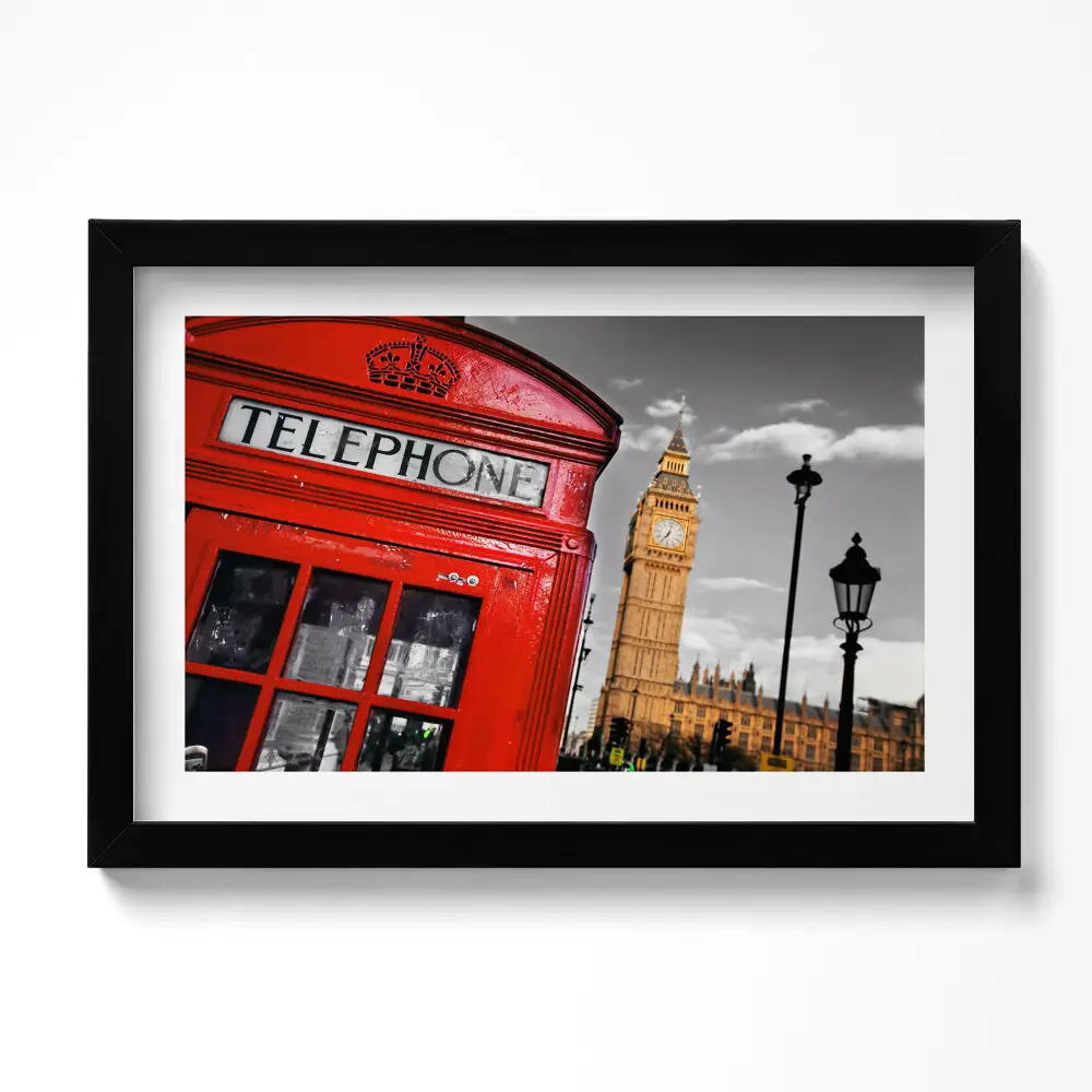 Obraz w ramie Budka telefoniczna i Big Ben - Anglia