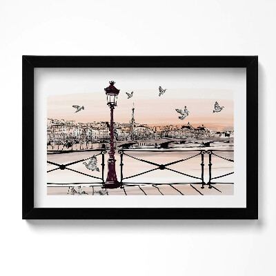 Obraz w ramie Zachód słońca nad Sekwaną