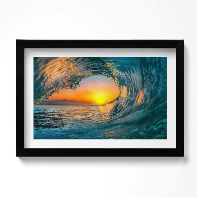 Obraz w ramie Fala wodna o zachodzie słońca