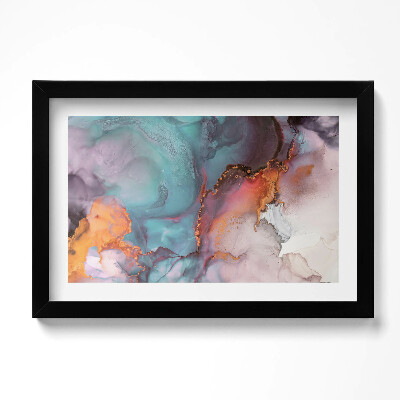 Obraz w ramie Turkusowo-złoty marmur