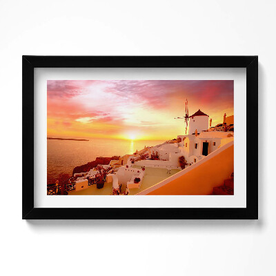 Obraz w ramie Santorini ze starym wiatrakiem