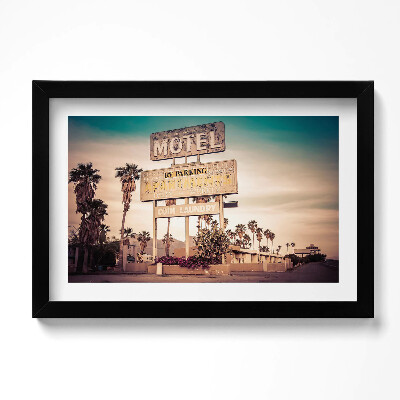 Obraz w ramie Przydrożny znak motelu USA