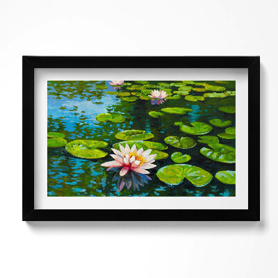 Obraz w ramie Malunek Lilie wodne