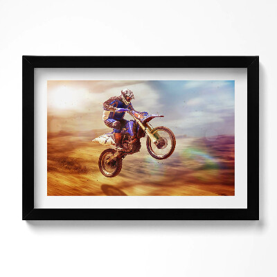 Obraz w ramie Motocyklista na pustyni