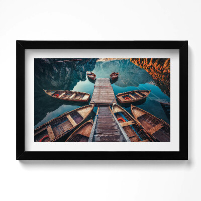 Obraz w ramie Pomost i jezioro Pragser Wildsee