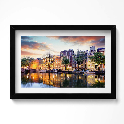 Obraz w ramie Domy Amsterdam Holandia