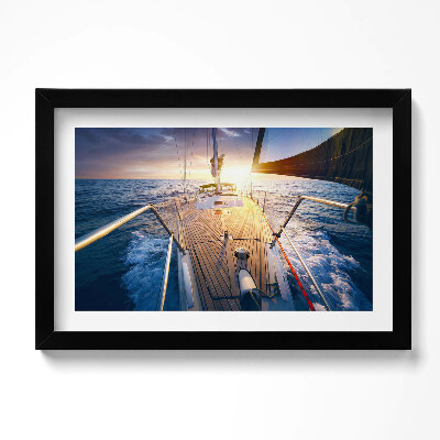 Obraz w ramie Zachód słońca na pokładzie żaglówki