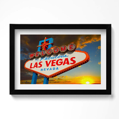 Obraz w ramie Znak Las Vegas o zachodzie słońca