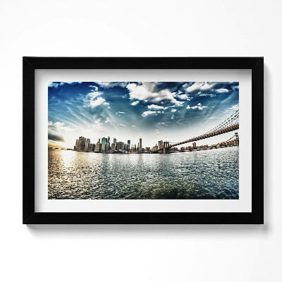 Obraz w ramie Miasto i most Brookliński
