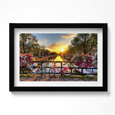 Obraz w ramie Wschód słońca nad Amsterdamem