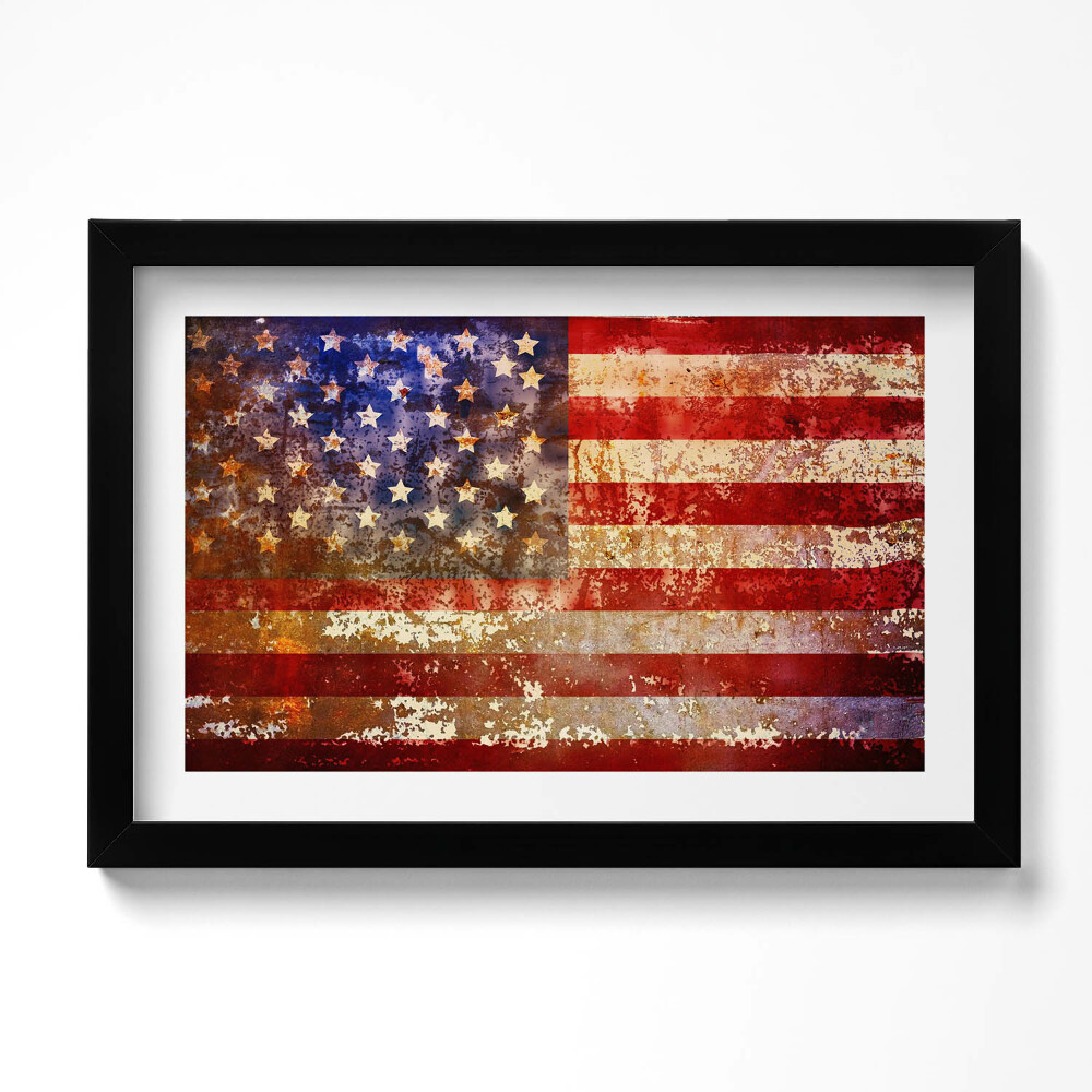 Obraz w ramie Flaga USA w stylu vintage