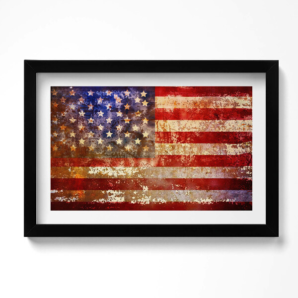 Obraz w ramie Flaga USA w stylu vintage