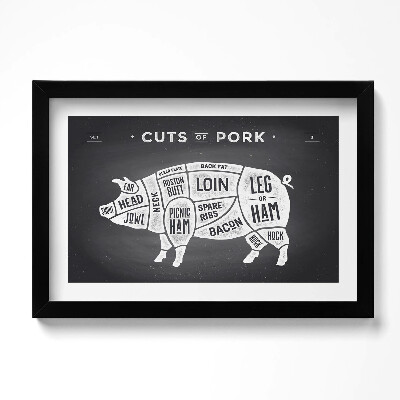 Obraz w ramie Świnia - plakat rzeźnika wieprzowina
