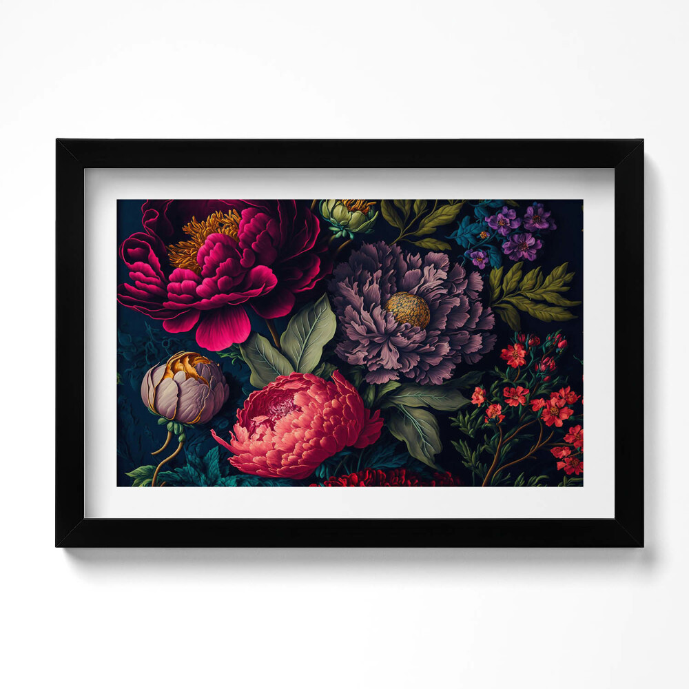 Obraz w ramie Vintage bukiet kwiatów botanicznych