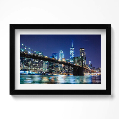 Obraz w ramie Most Brookliński Nowy Jork nocą