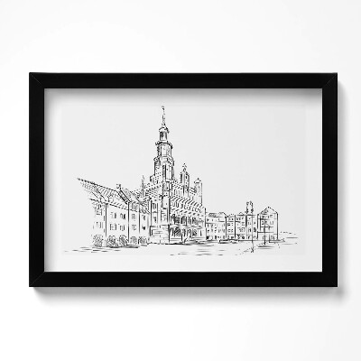 Obraz w ramie Poznań szkic starego miasta