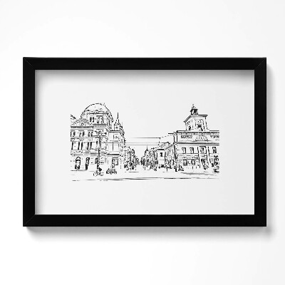 Obraz w ramie Poznań ilustracja starego miasta