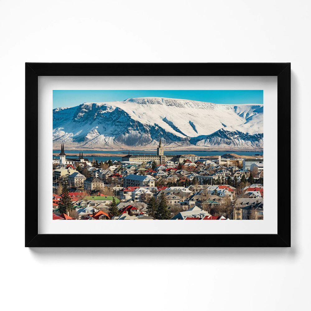 Obraz w ramie Widok na Reykjavík Islandia