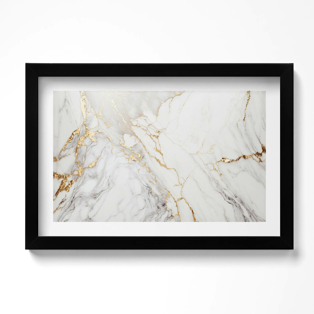 Obraz w ramie Jasny marmur ze złotem