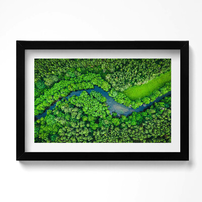 Obraz w ramie Las i rzeka z lotu ptaka
