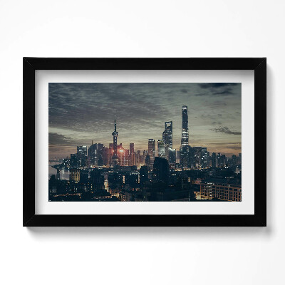 Obraz w ramie Panorama Shanghai nocą