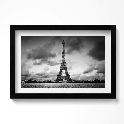 Obraz w ramie Czarno-biały pejzaż Francji z wieża Eiffla