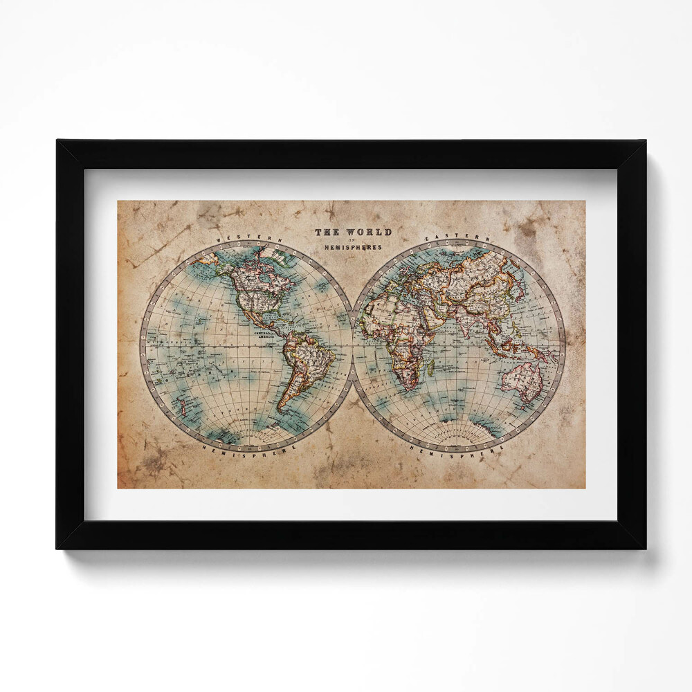 Obraz w ramie Stara mapa świata
