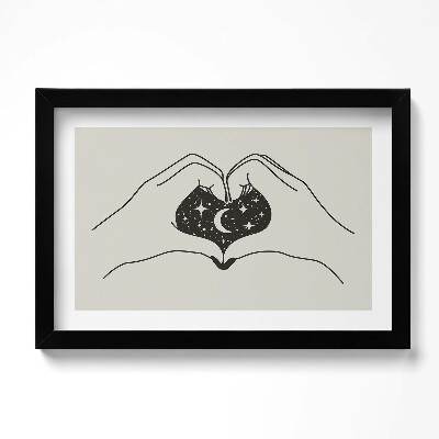 Obraz w ramie Serce z dłoni i kosmos - ilustracja