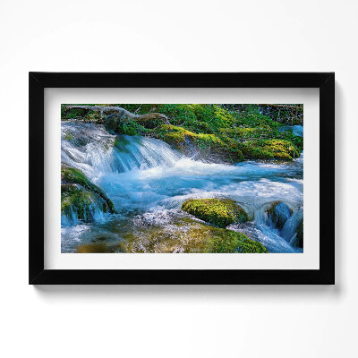 Obraz w ramie Rwący strumyk w lesie
