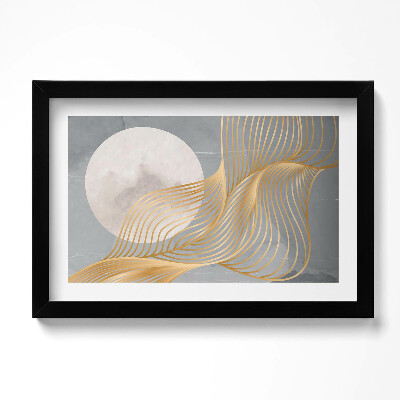 Obraz w ramie Abstrakcyjna ilustracja księżyca ze złotem