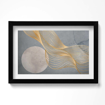Obraz w ramie Abstrakcyjna ilustracja księżyca ze złotem