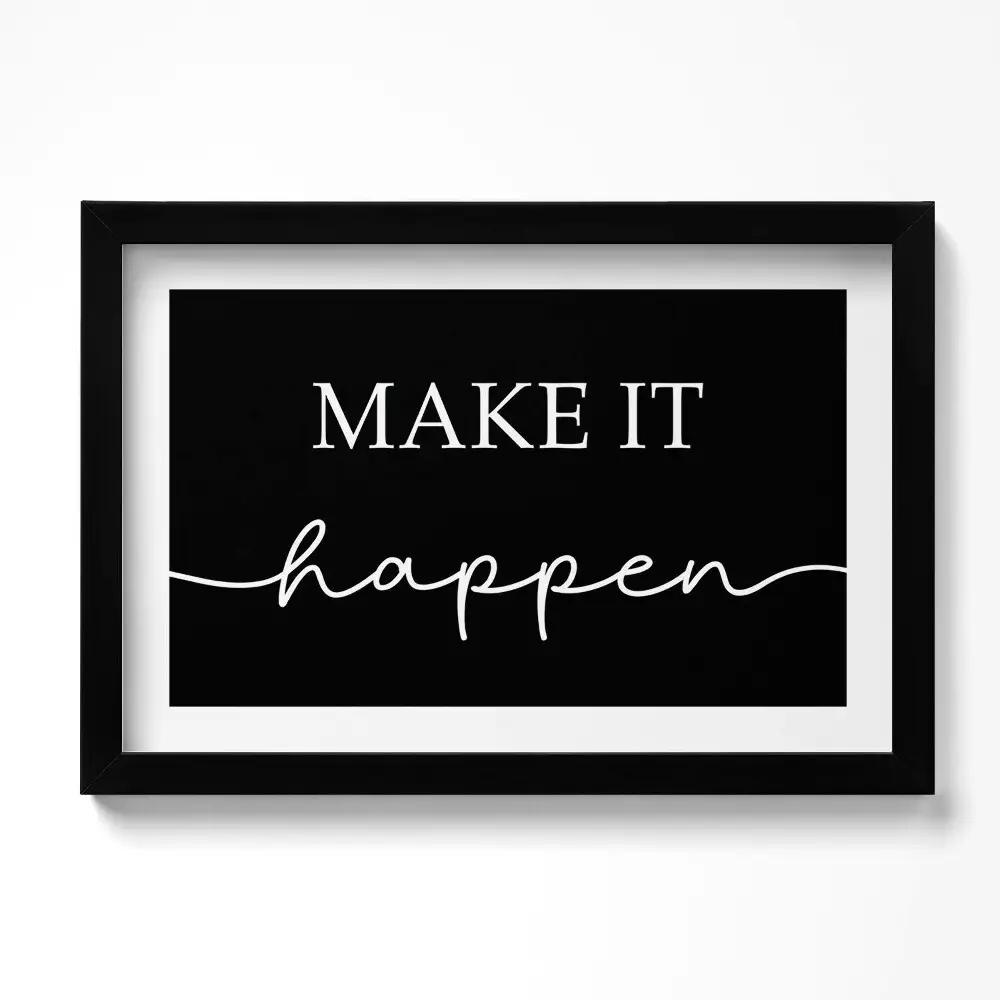 Obraz w ramie Motywacyjny napis "Make it happen"