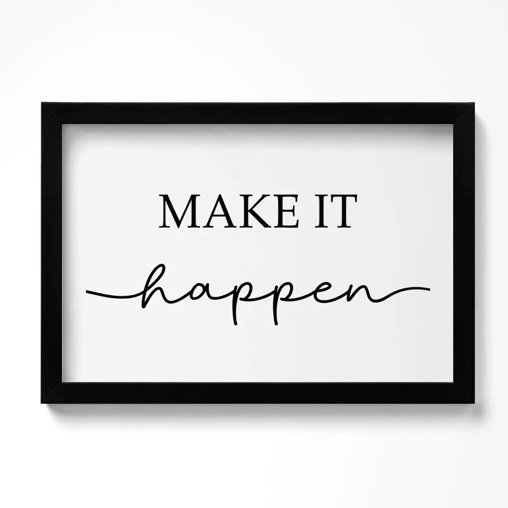 Obraz w ramie Motywacyjny napis "Make it happen"