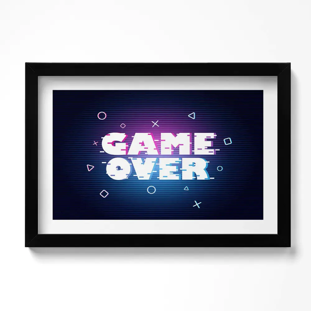 Obraz w ramie Stylizowany napis dla gracza "Game over"