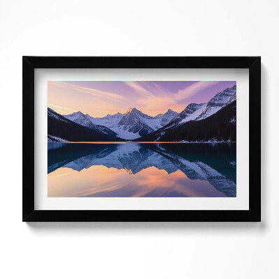 Obraz w ramie Pejzaż gór i jeziora wieczorem