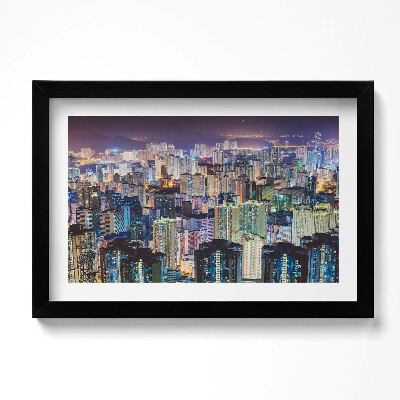 Obraz w ramie Rożswietlone miasto nocą