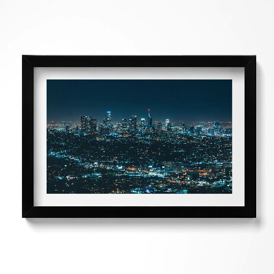 Obraz w ramie Wielkie oświetlone miasto nocą panorama