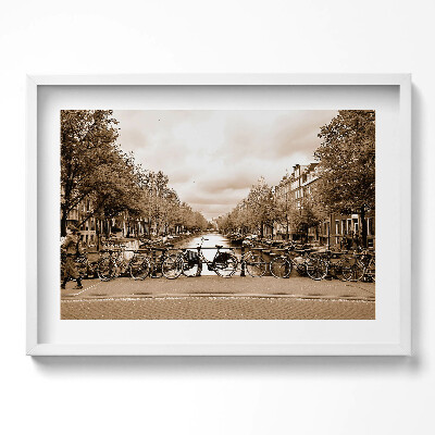 Obraz w ramie Widok Amsterdamu z rowerami