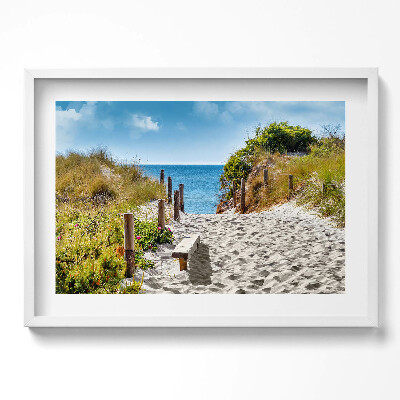 Obraz w ramie Piaszczysta droga na plaże i morze