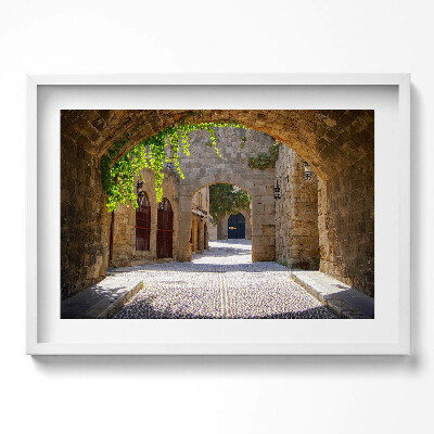 Obraz w ramie Średniowieczna ulica Rodos Grecja
