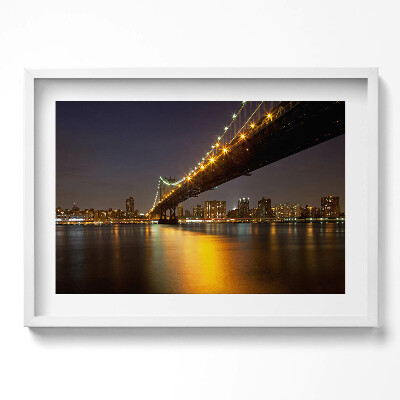 Obraz w ramie Oświetlony Most Brookliński w Nowym Yorku